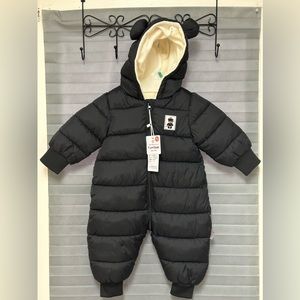Baby Girls /Boys Warm Hooded Snowsuit Jumpsuit 0-6 months black